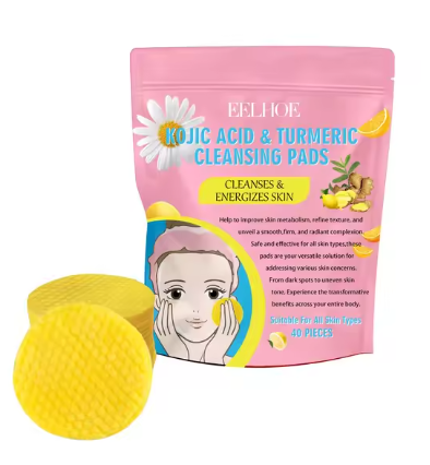 40pcs Turmeric Kojic Acid Exfoliating Cleansing Pads