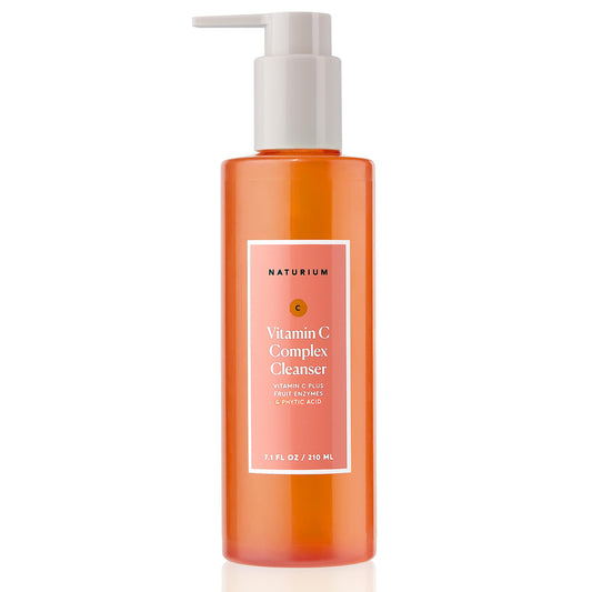 Naturium Vitamin C Complex Cleanser Gently Exfoliating & Deeply Cleansing Foaming Face Wash Gel with Phytic Acid & Fruit Enzymes 7.1 oz