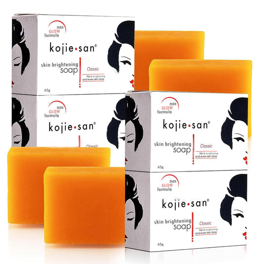 Kojie San Skin and Body Soap – Original Kojic Acid Dark Spot Remover Soap Bar with Coconut & Tea Tree Oil – 65g x 4 Bars
