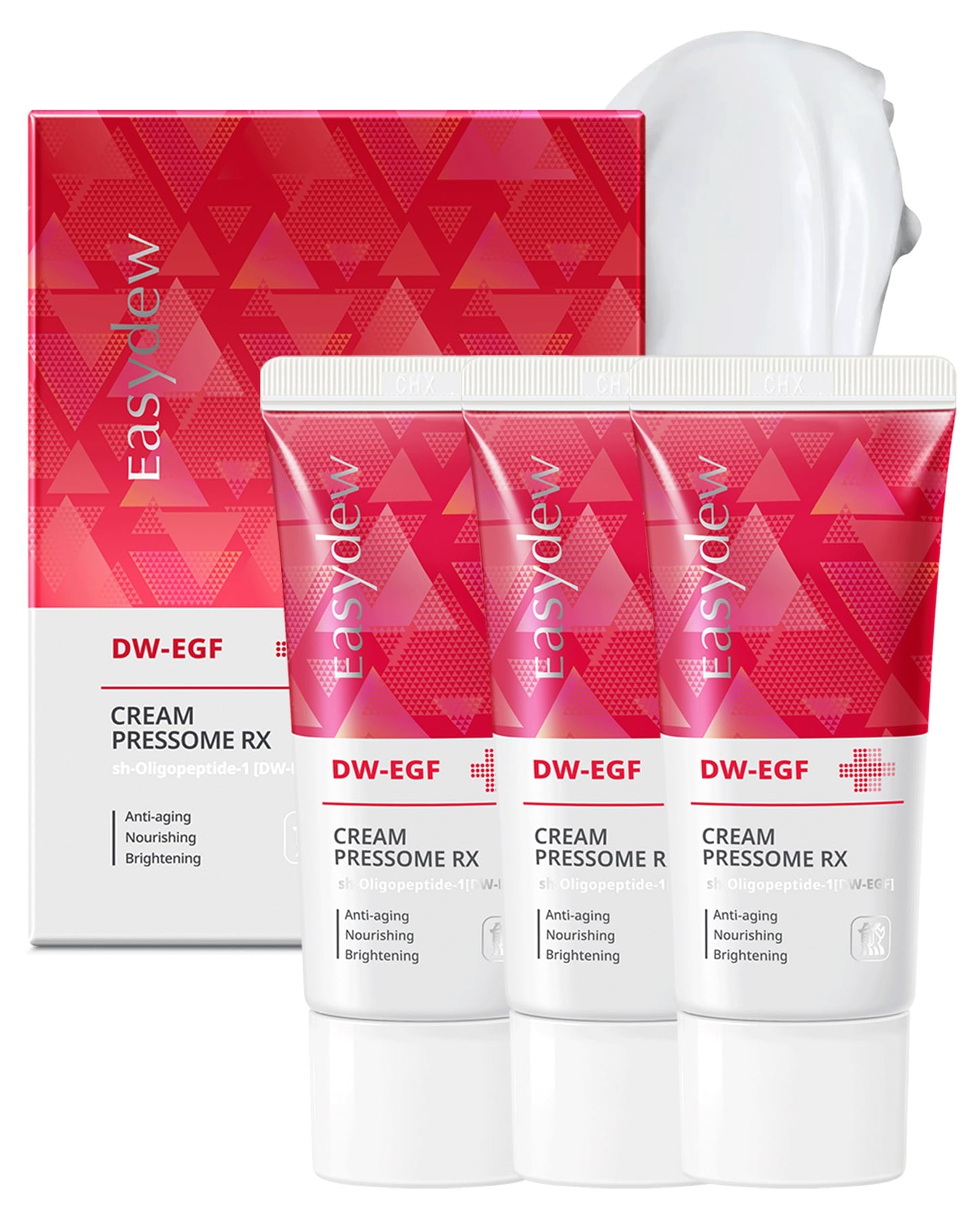 EASYDEW DW-EGF Peptide Pressome RX Cream - Korean Anti Aging Face Moisturizer for Firmness & Elasticity with EGF Ceramide Hyaluronic Acid - Soften & Reduce the Appearance of Wrinkles 1.01oz. 3 Pack