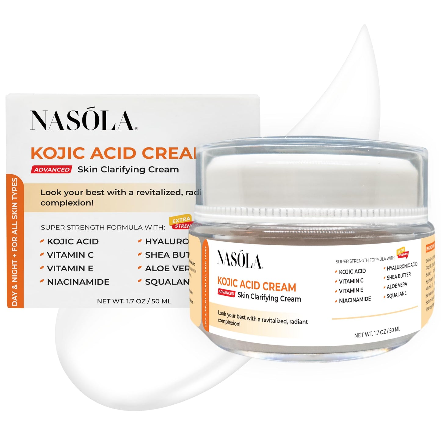 Nasola Kojic Acid Cream for Skin Clarifying Complexion Revitalization Radiance Boosting Face & Body Women & Men Underarm & Armpit