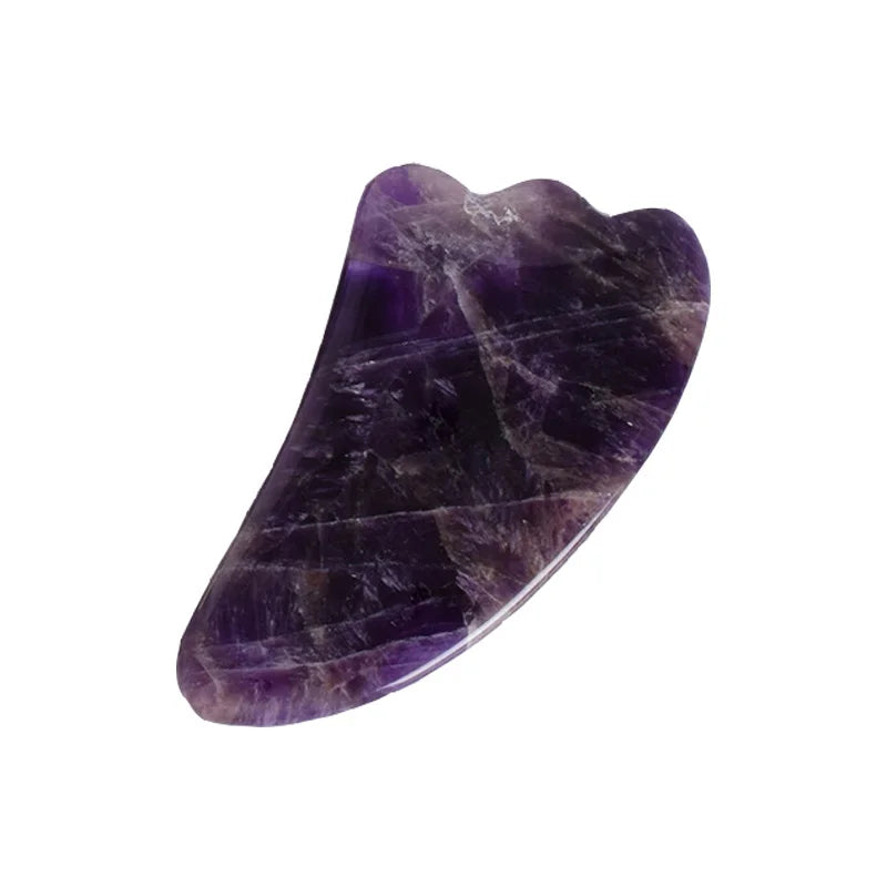 Gouache Amethyst Natural Stone Facial Massager Jade Roller Gua Sha Set SPA Acupuncture Scraping Crystal Gouache Scraper For Face
