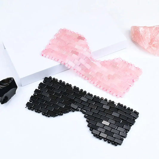 Pink Quartz Eye Mask Massage Face Roller Set Natural Rose Gouache Jade Stone Facial Relax Beauty Massager Ice Therapy Sleeping