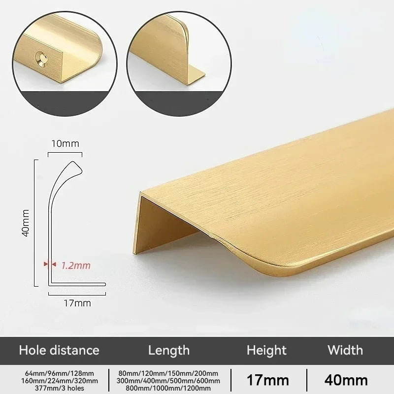 Simple Hidden Cabinet Handles Kitchen Cupboard Door Pulls Elegance Long Handles Aluminum Alloy Furniture Handle Hardware