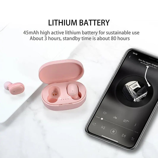 New A6S TWS Bluetooth Earphones Wireless 5.0 Headphone Stereo Headset Sport Earbuds Microphone with Charging Box for Smartphones