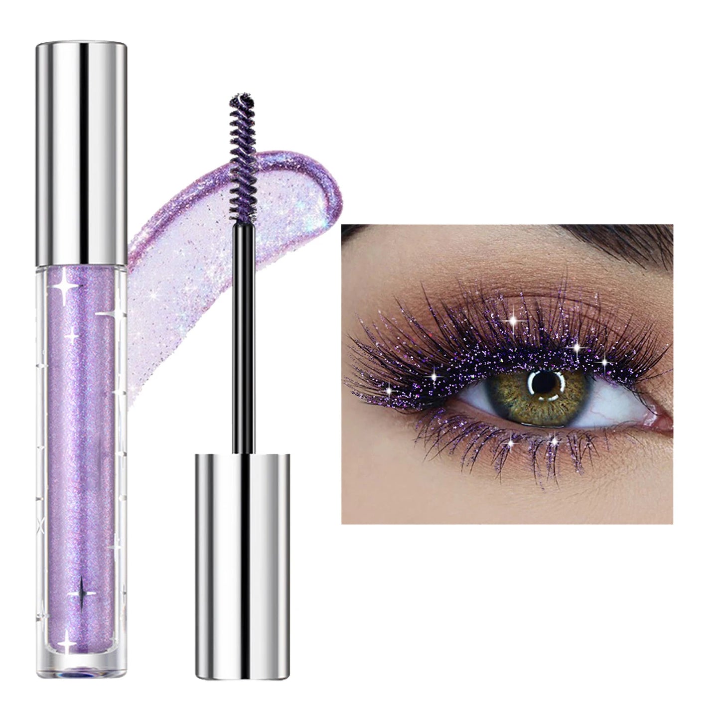 Diamond Shimmer Mascara Glitter Lash Mascara Waterproof Long Lasting Shimmer Gloss Mascara Long Curl Mascara Eyeshadow Makeup