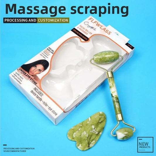 2pcs Guasha Natural Stone Massage Face Jade Roller Gua Sha Massage Tool Set SPA Body Visage Rouleau De Massage Rouleau Visage