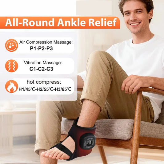 Wireless Electric Ankle Joint Support Massager Brace Vibration Heating Hot Compress Airbag 3 Modes Deep Foot Muscle Relaxation