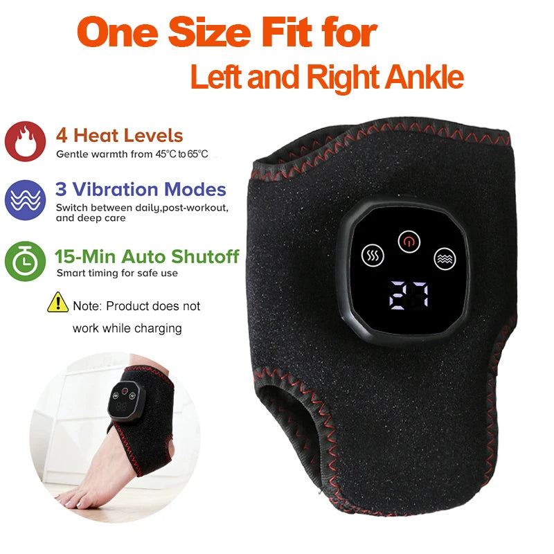 2026 Cordless Ankle Massager With Heat Ankle Foot Heating Pad Heated Brace Wrap Warmer Wrist Tenosynovitis Vibration Relaxation