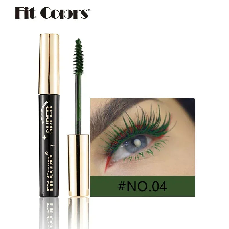 Color Mascara 14 Thick Curl Waterproof Non-smudding Natural Long Lasting Blue White Green Pink Black Eye Makeup
