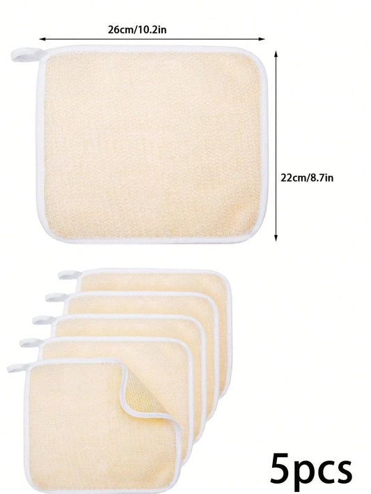5Pcs Exfoliating Face and Body Wash Cloths,Soft Weave Dual Textured Exfoliating Scrub Cloth, for Shower, Spa, Massage and Body S