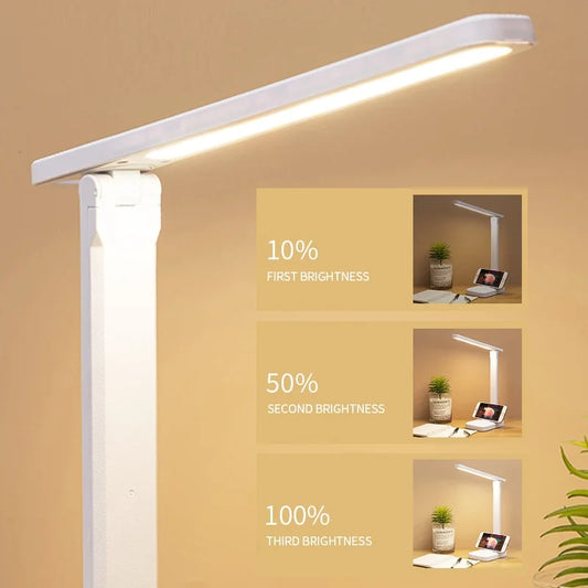 2026 Chargeable LED Table Lamp USB Color Stepless Dimmable Desk Lamp Touch Foldable Eye Protection Reading Night Light