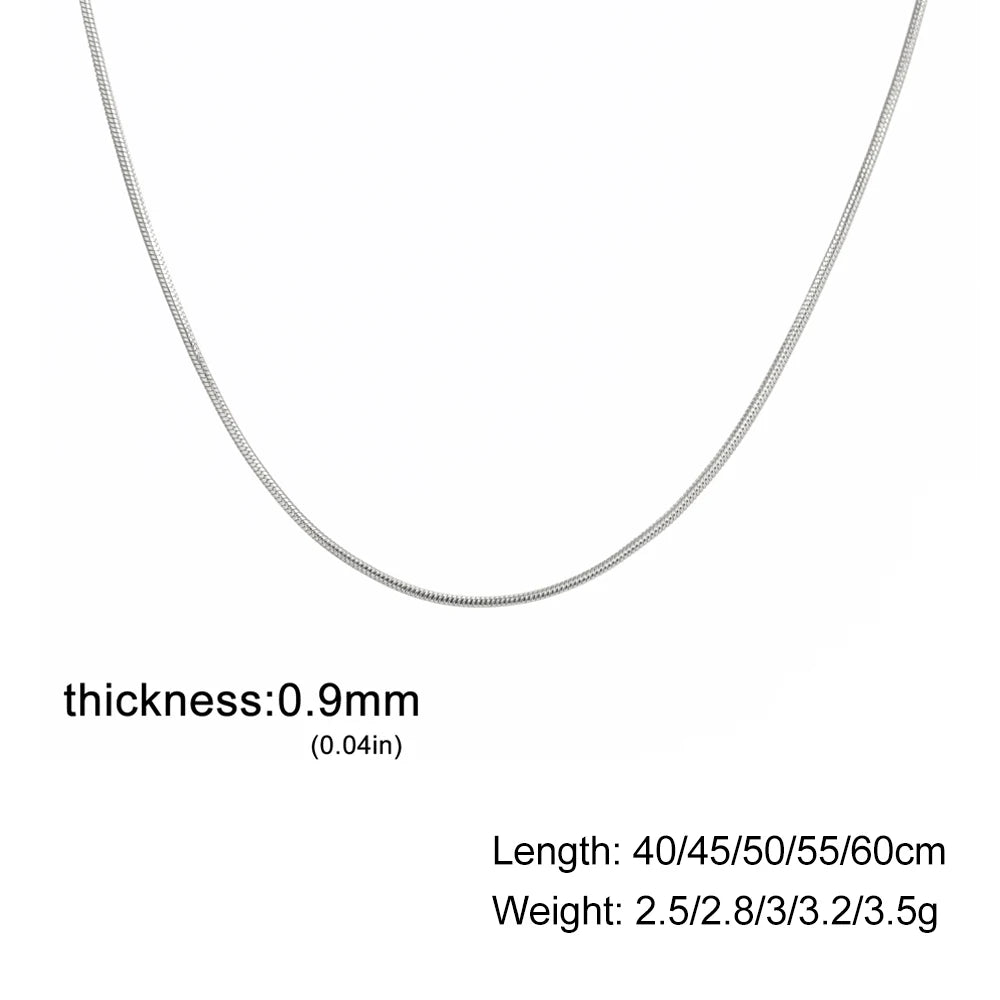 Skyrim Round Snake Chains Stainless Steel Necklace Men Women 40/45/50/55/60cm Length Unisex Hip Hop Punk Jewelry Gifts Wholesale