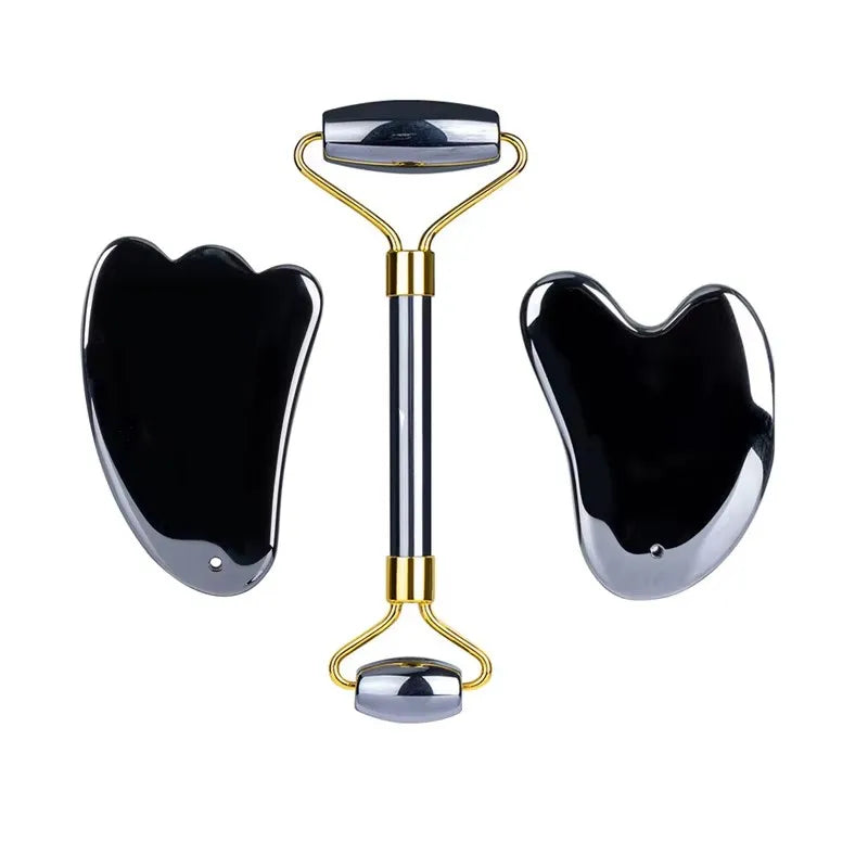 Terahertz Face Gua Sha Jade Roller Massager Natural Stone Gouache Scraper Guasha Board Facial Body Back Skin Care Massage Tools