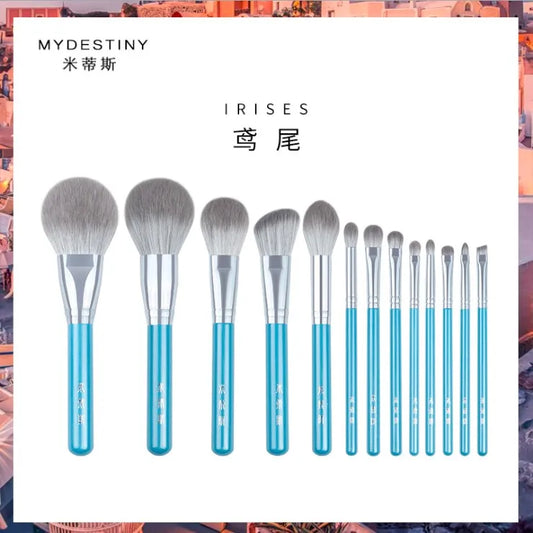 13pcs/set Blue Makeup brushes whole set Big Powder Blusher sculpting Eyeshadow make up kit smudge highlighter eyebrow lip brush