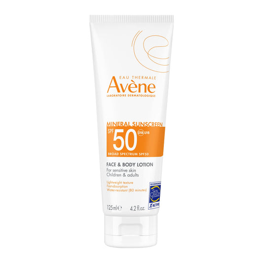 Avene Mineral Sunscreen Broad Spectrum SPF 50 Face and Body Lotion 4.23 Fl Oz