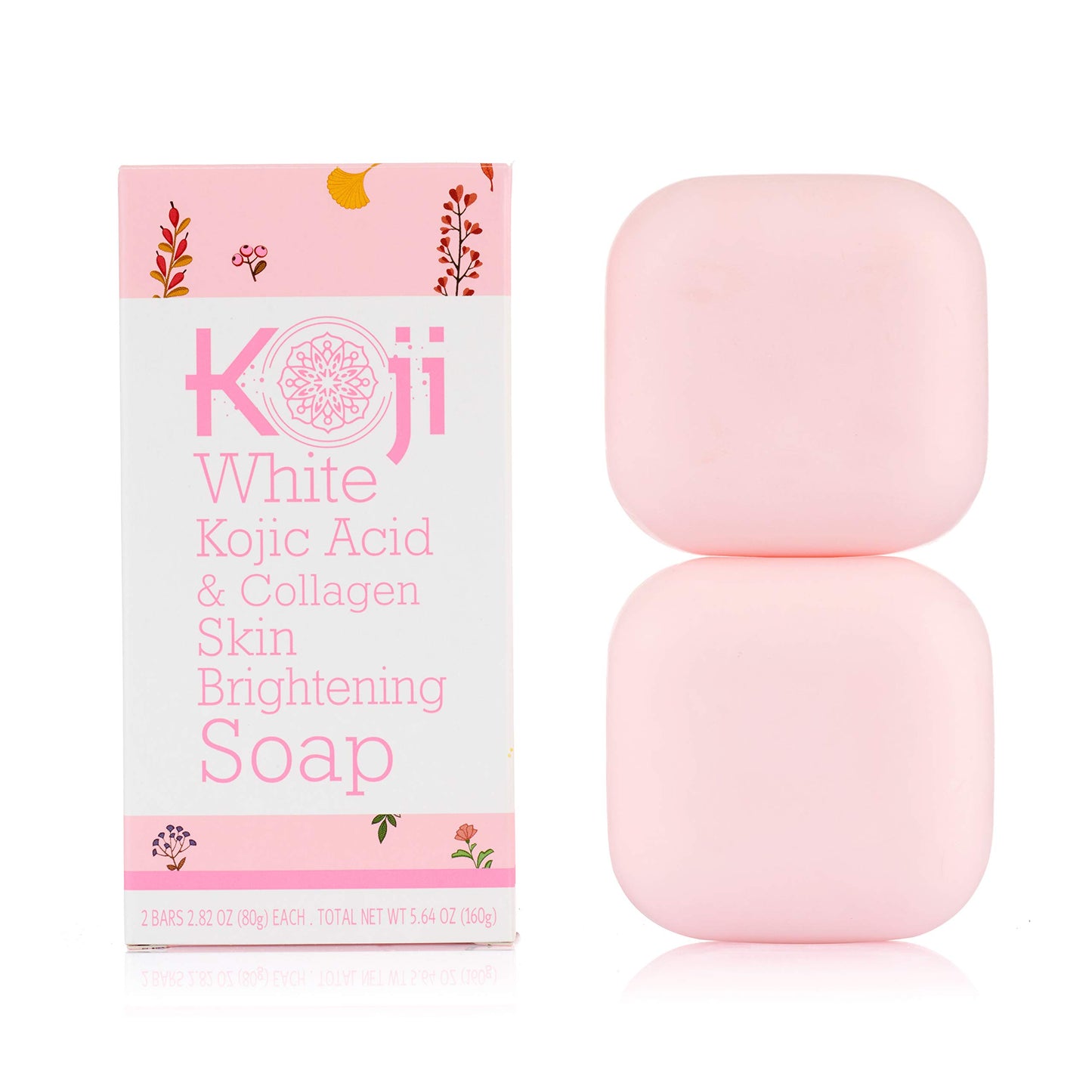 Koji White Kojic Acid & Collagen Skin Brightening Soap for Face & Natural Glowing Skin - Moisturizer Body Cleansing Bar Reduce the Appearance of Wrinkles Vegan Paraben-Free 2.82 oz (2 Bars)