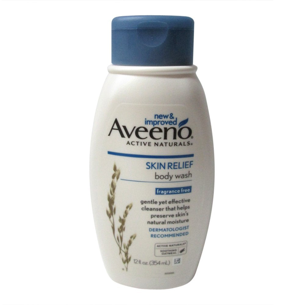 Aveeno Active Naturals Skin Relief Body Wash Fragrance Free 12 Ounce (Pack of 3)