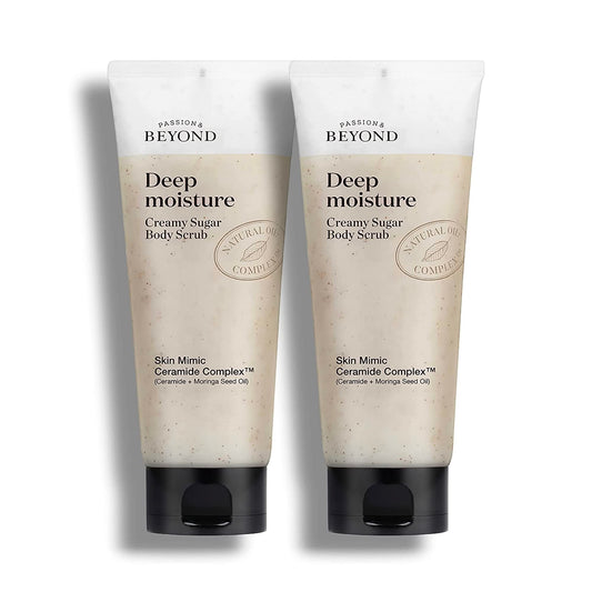 BEYOND Deep Moisture Creamy Sugar Body Scrub 1+1 with Ceramide & Moringa Oil - Hydrating Body Exfoliator for Dry Sensitive Skin - Korean Skin Care - Body Gift Set (260 g/8.79 fl oz*2)