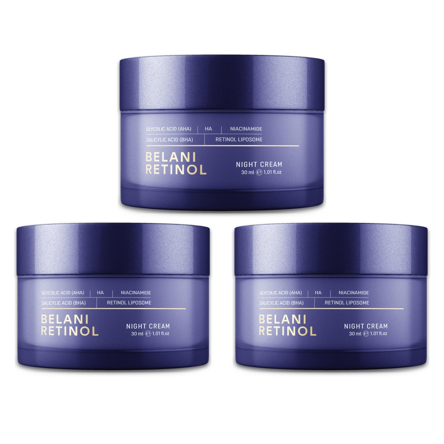 ABERA Belani Retinol Cream for Face Facial Moisturizer with Collagen Cream and Hyaluronic Acid Anti-Wrinkle Reduce Fine Lines Night Anti-Aging Cream For Women (1.01 Fl Oz) (3 Boxes)