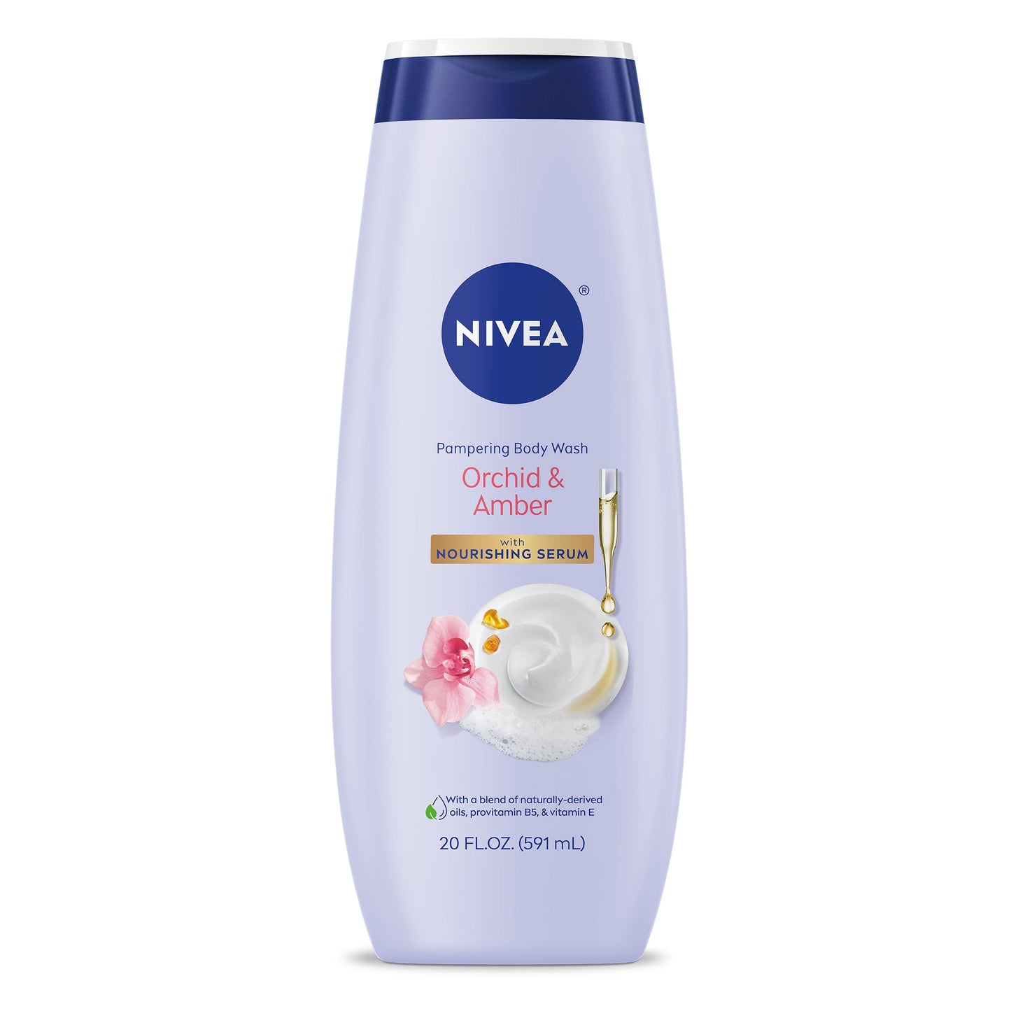 NIVEA Delicate Orchid and Amber Body Wash with Nourishing Serum 20 Fl Oz Bottle