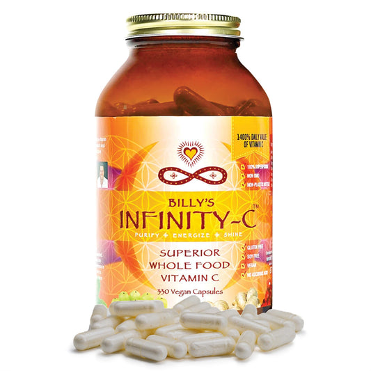 Infinity-C Organic Vitamin C Capsules Bioavailable VIT C from Acerola Camu Camu & Amla Whole Food Vitamin C 1000mg Immune Support Superfoods Shilajit Astragalus Root & Ginger (30 Servings)