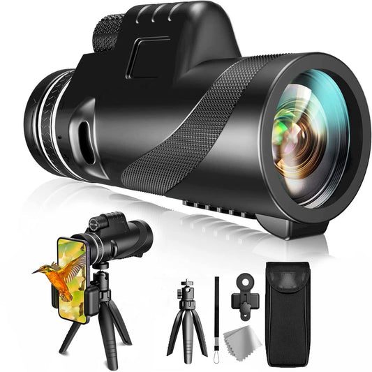 40 * 60 Hd Monocular Telescope for Smartphone Monoculars for Adults High Powered with Smartphone Holder & Tripod for Bird Watching Hunting Hiking & Trave