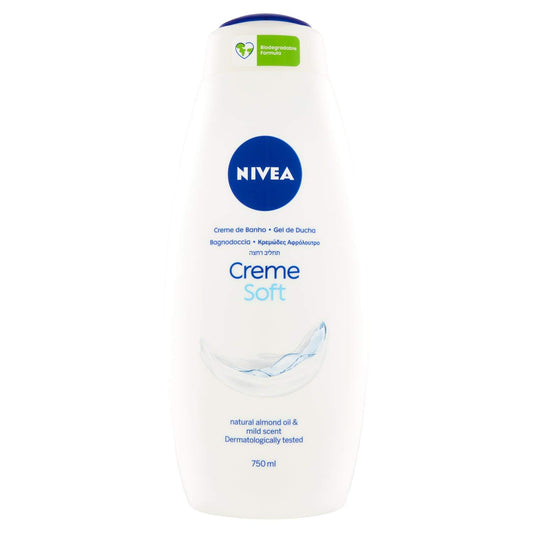 Nivea Body Wash - Creme Soft - With Almond Oil - Net Wt. 25.36 FL OZ (750 mL) Per Bottle - One (1) Bottle