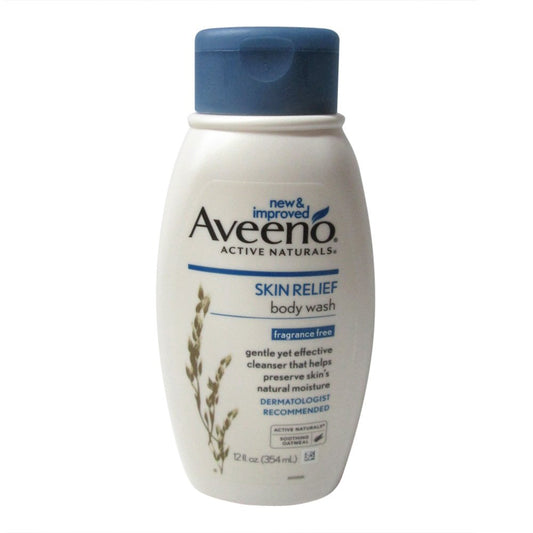 Aveeno Active Naturals Skin Relief Body Wash Fragrance Free 12 Ounce (Pack of 3)