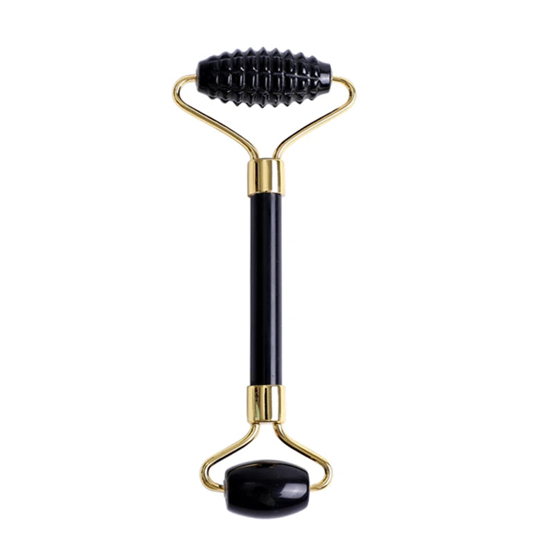 Obsidian Jade Face Massage Roller Gouache Scraper Natural Gouache Stone Facial Roller Massager Gua Sha Scraper Face Massage Tool