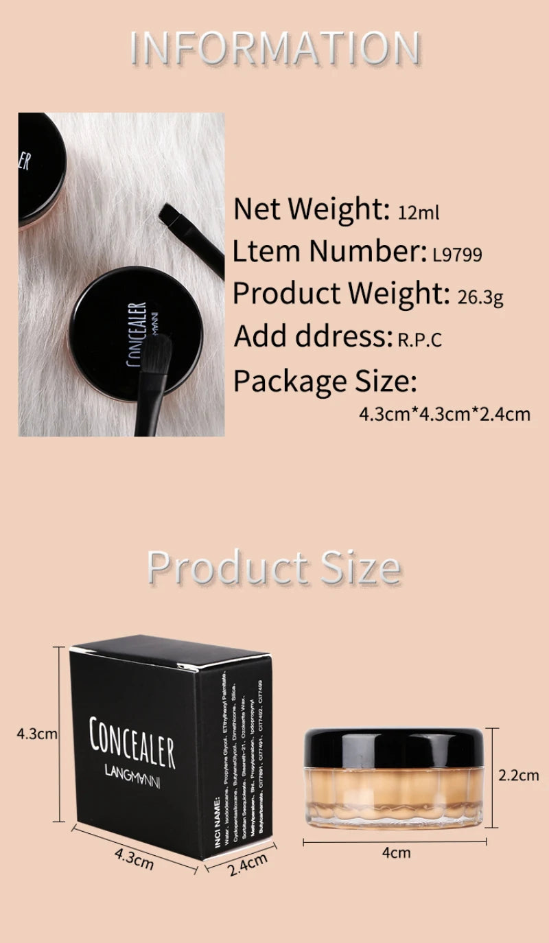 LANGMANNI Matte Liquid Foundation Cream  Face Makeup Base Full Coverage Dark Circles Acne Pores Contour Waterproof Make Up TSLM1