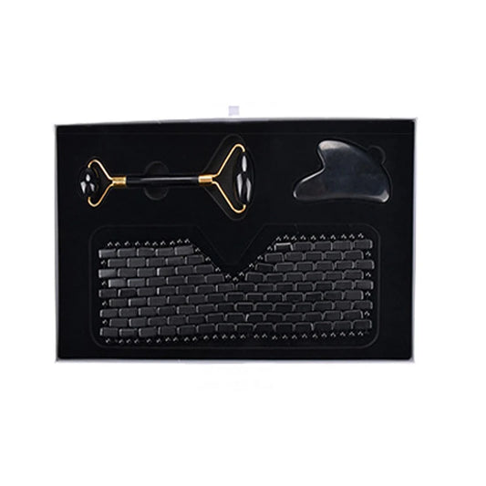 Natural Jade Obsidian Eye Mask Face Massager Gua Sha Board Cold Therapy Scraper Jade Roller Massager Set