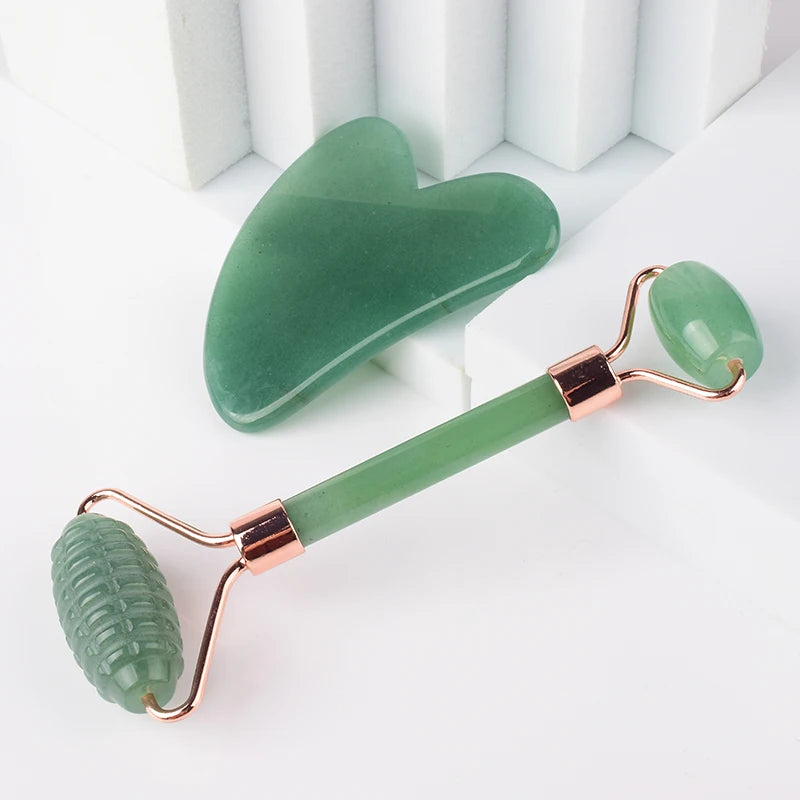 Wholesale Acupuncture Massager Sawtooth Jade Roller Face Care Massage Tool Natural Rose Quartz Stone Gua Sha Health Neck Relax