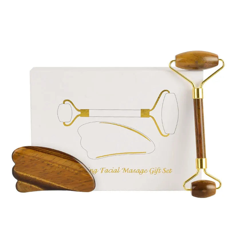 Natural Tiger Eye Jade Roller Guasha Beautiful Massager Facial Scraping Tools Neck Face Massage Anti Wrinkle Relax SPA Stone
