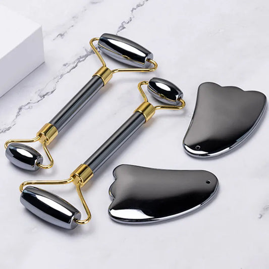 Terahertz Face Gua Sha Jade Roller Massager Natural Stone Gouache Scraper Guasha Board Facial Body Back Skin Care Massage Tools