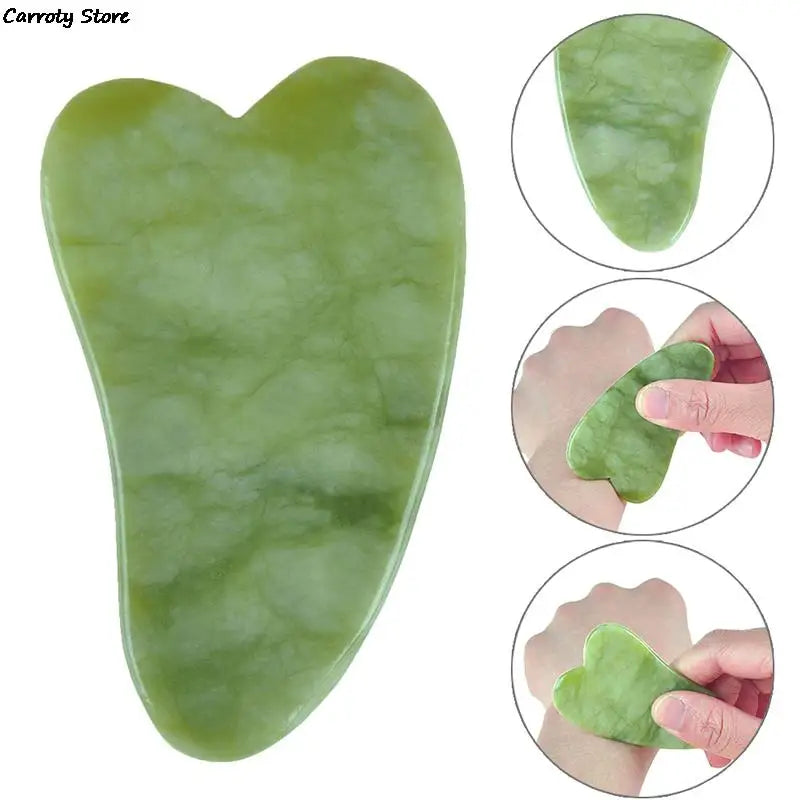 2 In 1 Green Roller And Gua Sha Tools Set By Natural Jade Scraper Massager With Stones For Face Neck Back And Jawline Hand Tools