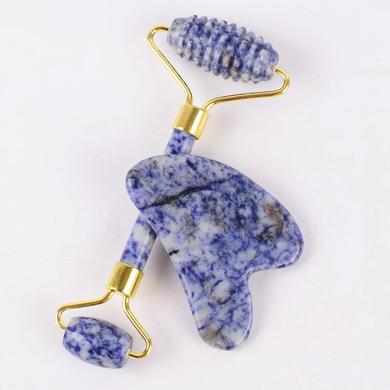 Wholesale Acupuncture Massager Sawtooth Jade Roller Face Care Massage Tool Natural Rose Quartz Stone Gua Sha Health Neck Relax