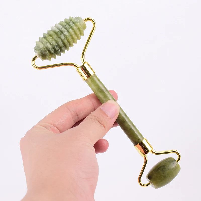 Wholesale Acupuncture Massager Sawtooth Jade Roller Face Care Massage Tool Natural Rose Quartz Stone Gua Sha Health Neck Relax