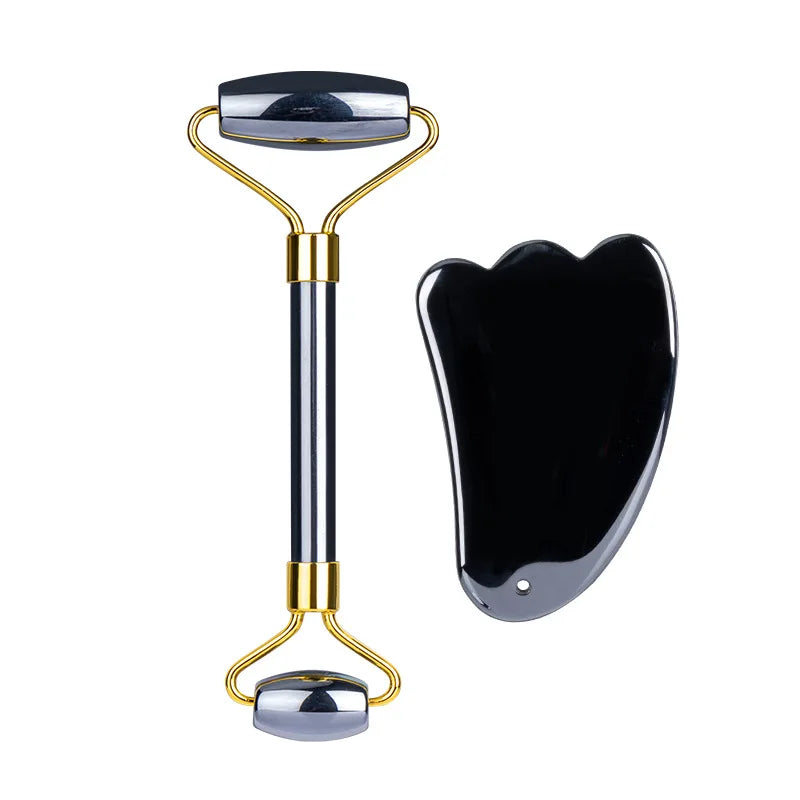 Terahertz Face Gua Sha Jade Roller Massager Natural Stone Gouache Scraper Guasha Board Facial Body Back Skin Care Massage Tools