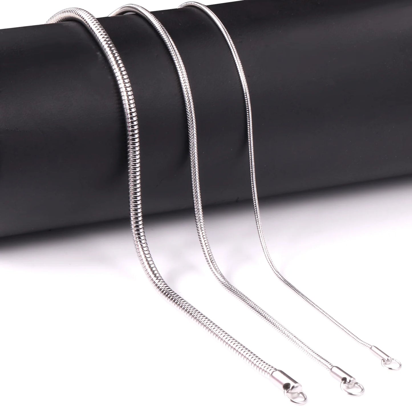LUXUSTEEL1MM/2MM/3MM Round Snake Chain Necklace For Women Men Golden Stainless Steel Herringbone Choker Fashion Jewelry Gift