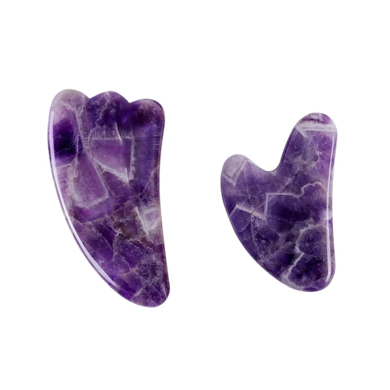 Natural Amethyst Jade Roller Gua Sha Face Massager Scraping Stone Facial Lifting Skin Care Massage Beauty Tools