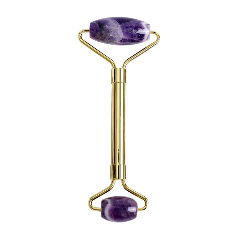 Gouache Amethyst Natural Stone Facial Massager Jade Roller Gua Sha Set SPA Acupuncture Scraping Crystal Gouache Scraper For Face