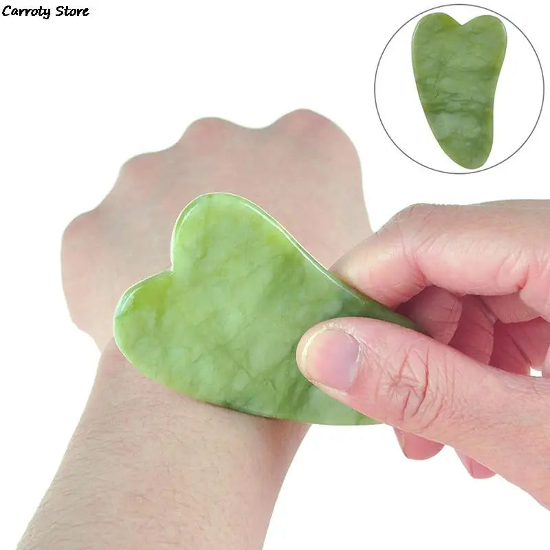 2 In 1 Green Roller And Gua Sha Tools Set By Natural Jade Scraper Massager With Stones For Face Neck Back And Jawline Hand Tools