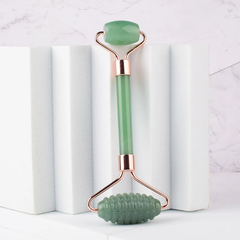 Wholesale Acupuncture Massager Sawtooth Jade Roller Face Care Massage Tool Natural Rose Quartz Stone Gua Sha Health Neck Relax