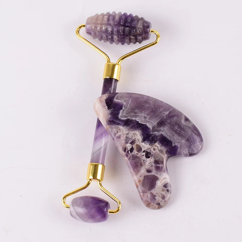 Wholesale Acupuncture Massager Sawtooth Jade Roller Face Care Massage Tool Natural Rose Quartz Stone Gua Sha Health Neck Relax