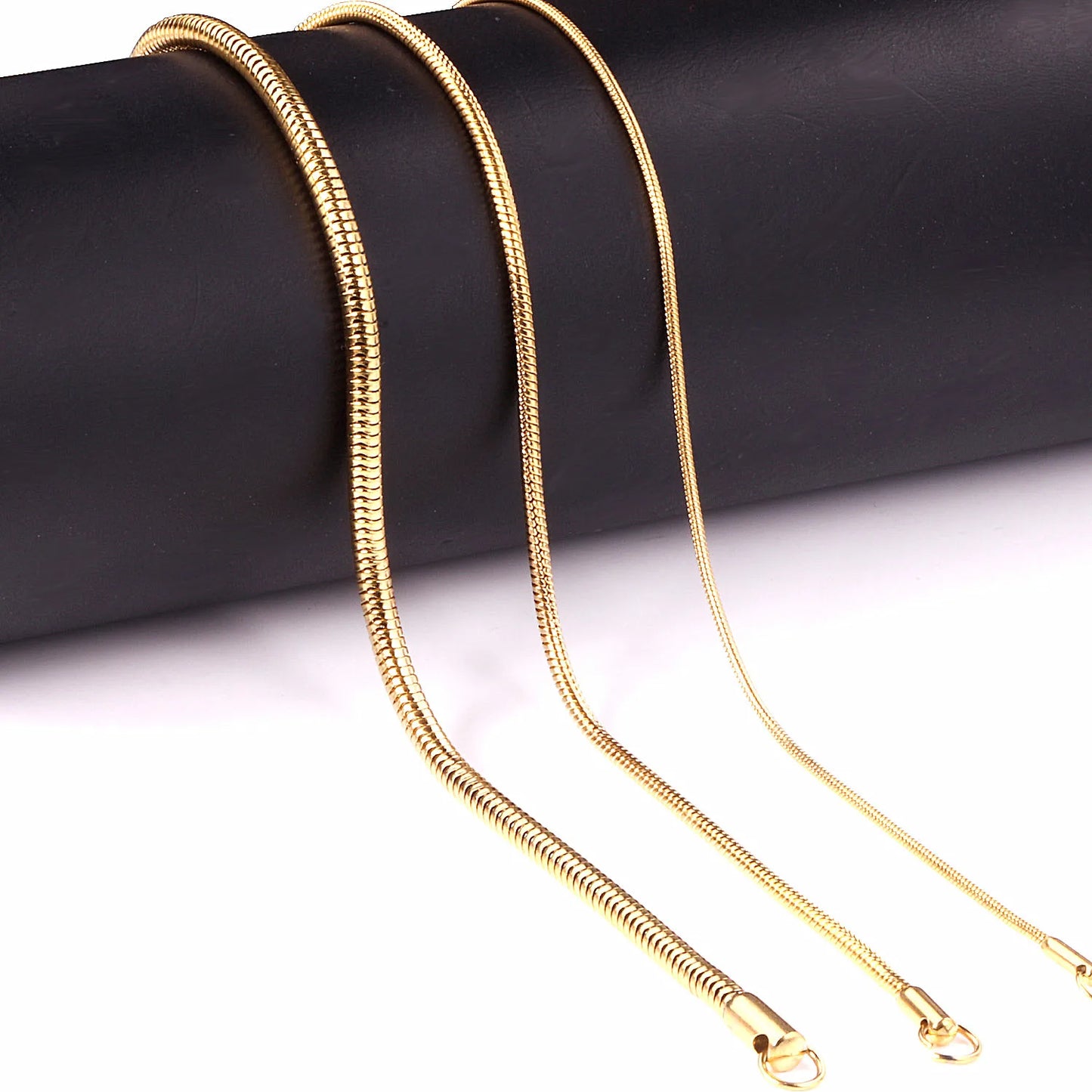 LUXUSTEEL1MM/2MM/3MM Round Snake Chain Necklace For Women Men Golden Stainless Steel Herringbone Choker Fashion Jewelry Gift