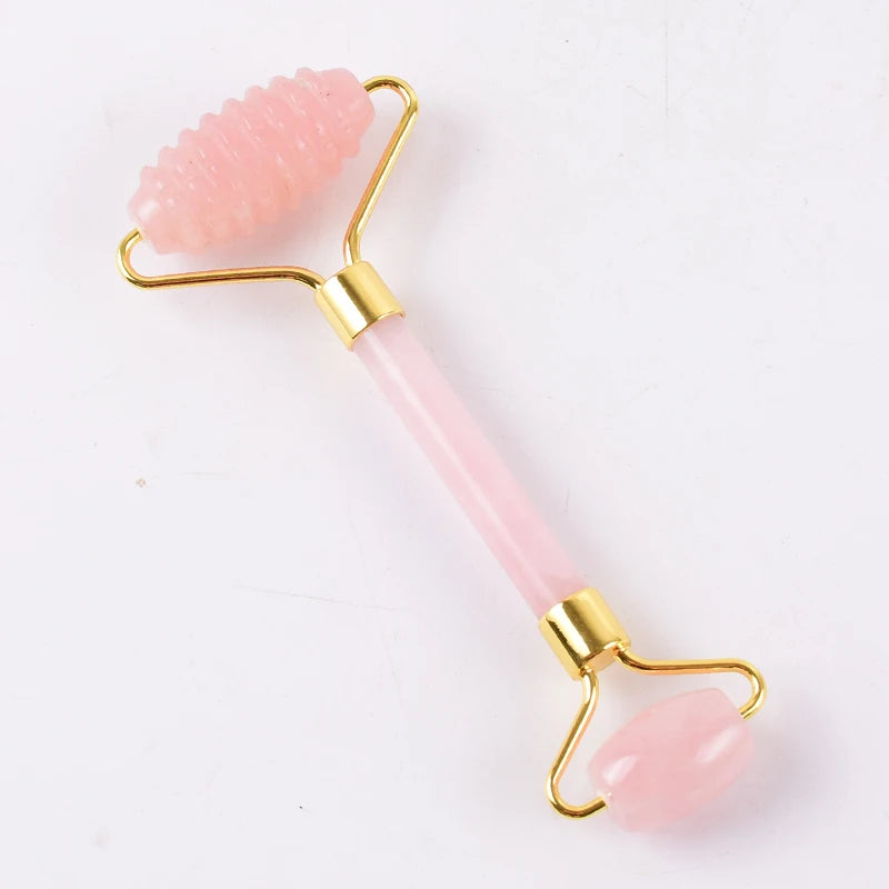Wholesale Acupuncture Massager Sawtooth Jade Roller Face Care Massage Tool Natural Rose Quartz Stone Gua Sha Health Neck Relax