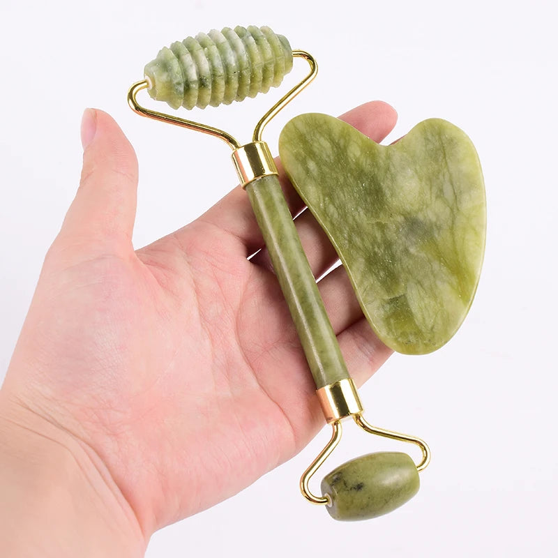 Wholesale Acupuncture Massager Sawtooth Jade Roller Face Care Massage Tool Natural Rose Quartz Stone Gua Sha Health Neck Relax