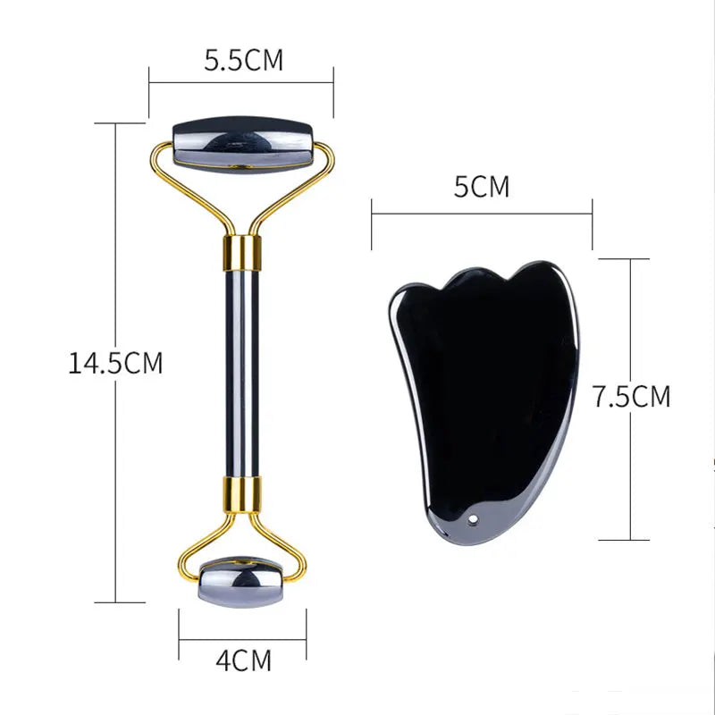 Terahertz Face Gua Sha Jade Roller Massager Natural Stone Gouache Scraper Guasha Board Facial Body Back Skin Care Massage Tools