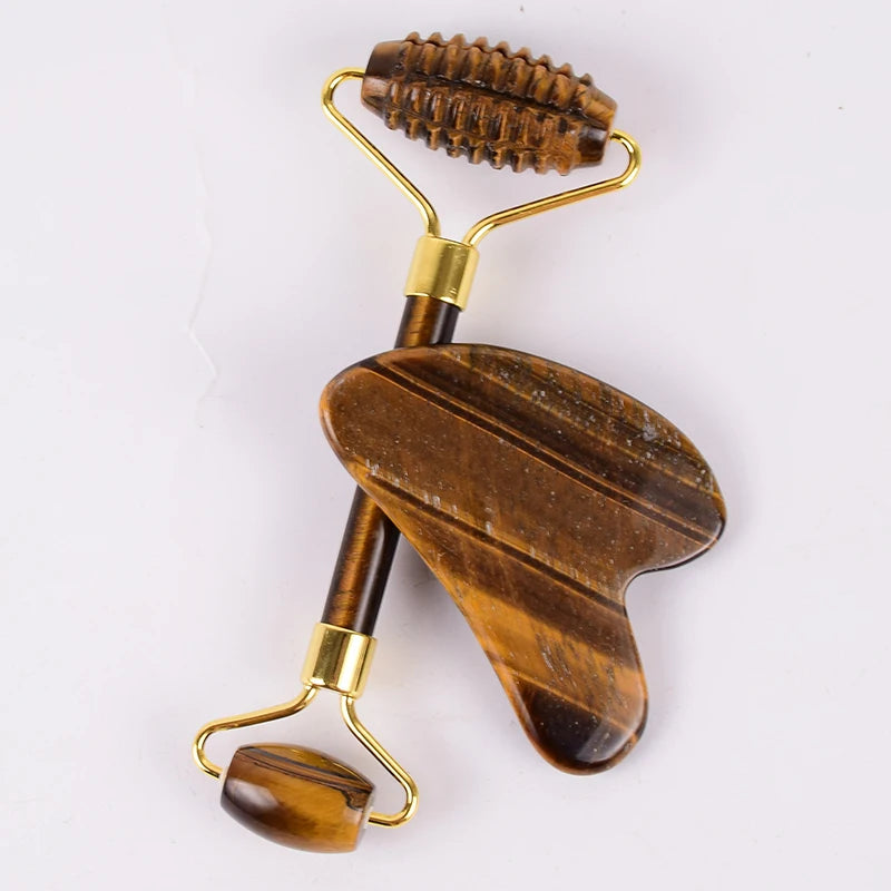Wholesale Acupuncture Massager Sawtooth Jade Roller Face Care Massage Tool Natural Rose Quartz Stone Gua Sha Health Neck Relax